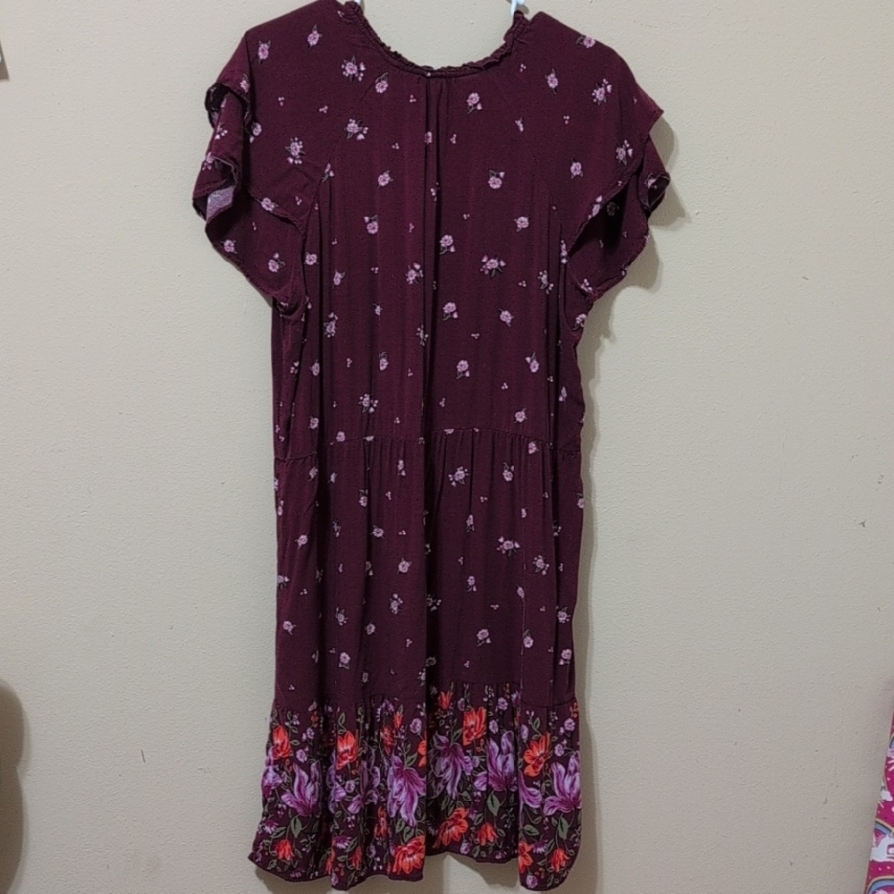 Old Navy Burgundy Floral Dress - Picture 3 of 3